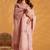 Pink pure tussar silk printed with kasheeda work saree with blouse