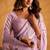 Lavender pure tussar silk printed with kasheeda work saree with blouse