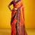 Orange pure silk handloom zari weaving saree with blouse