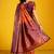 Orange pure silk handloom zari weaving saree with blouse