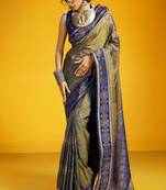 mehendi pure silk blend handloom zari weaving saree with blouse