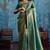 Teal silk handloom zari weaving saree with blouse