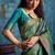Teal silk handloom zari weaving saree with blouse