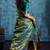 Teal silk handloom zari weaving saree with blouse