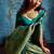 Teal silk handloom zari weaving saree with blouse