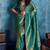 Aqua blue silk handloom zari weaving saree with blouse