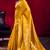 Mustard satin linen silk handloom zari weaving saree with blouse