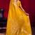 Mustard satin linen silk handloom zari weaving saree with blouse