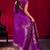Violet satin linen silk handloom zari weaving saree with blouse