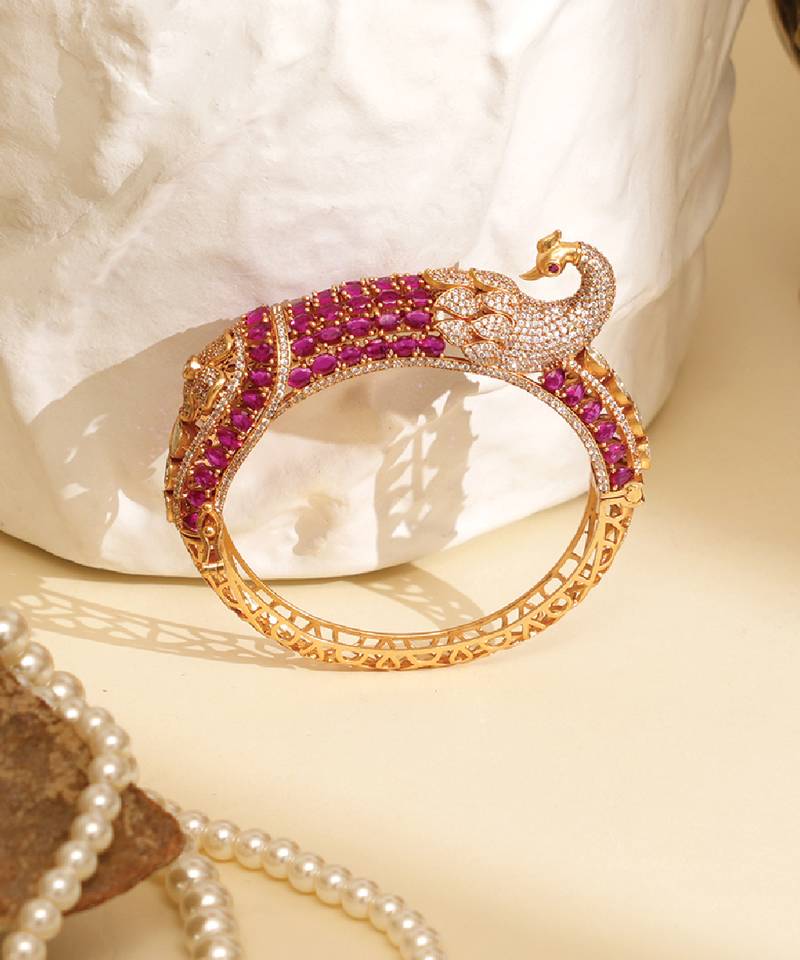 Zircon pink stone royal kada