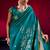Teal satin linen silk handloom zari weaving saree with blouse