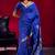 Blue satin linen silk handloom zari weaving saree with blouse
