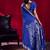 Blue satin linen silk handloom zari weaving saree with blouse