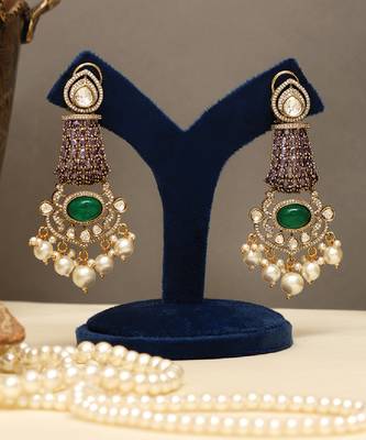 Gold plated kundan purple stones choker necklace set 3