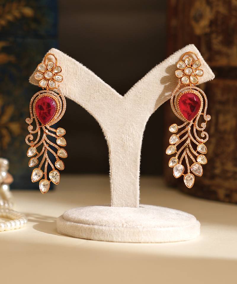 Zircon red stones danglers