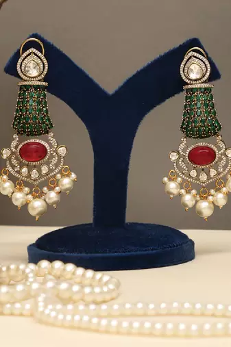 Gold plated kundan multicolor stones choker necklace set