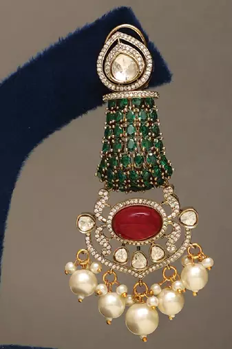 Gold plated kundan multicolor stones choker necklace set