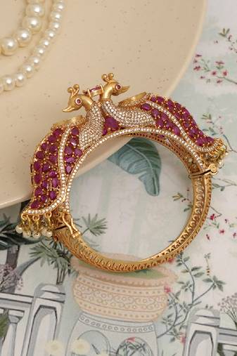 Gold plated red stones heritage kada