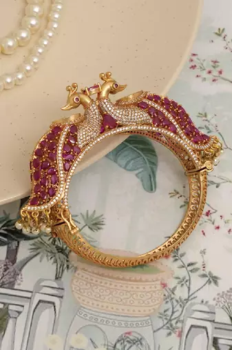 Gold plated red stones heritage kada