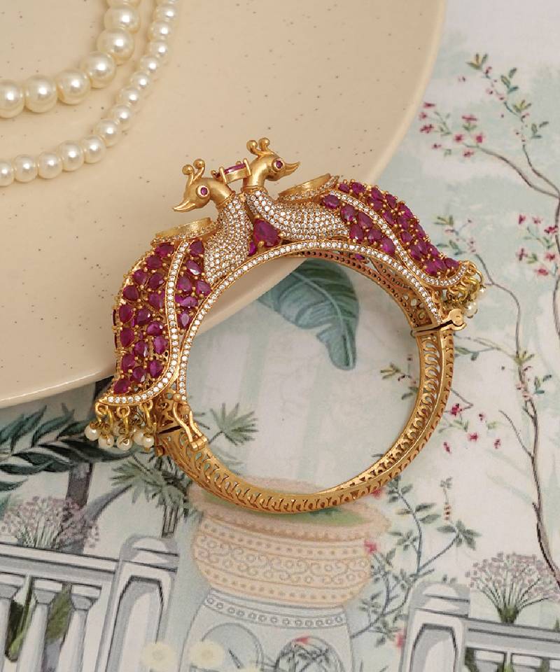 Gold plated red stones heritage kada