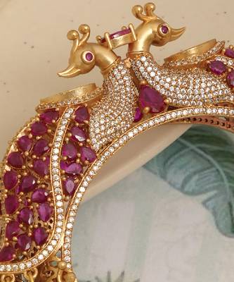 Gold plated red stones heritage kada 2