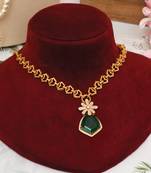 Gold plated green stones necklace set