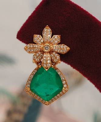 Gold plated green stones necklace set 4