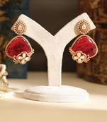 Gold plated red stones earrings