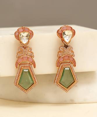 Gold plated multicolor stones earrings 1