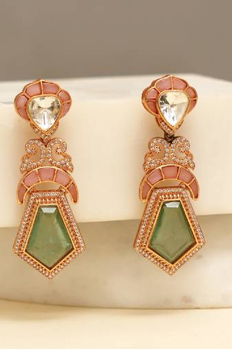 Gold plated multicolor stones earrings