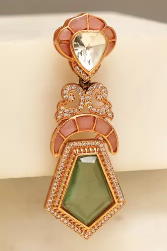 Gold plated multicolor stones earrings