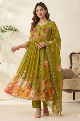 Womens new fancy fox georgette heavy quality fabricwith handwork gown set