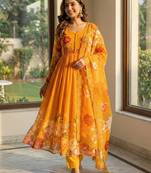 Womens new fancy fox georgette heavy quality fabricwith handwork gown set