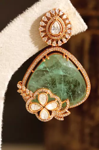 Gold plated mint green stones earrings