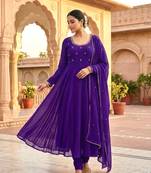 Womens new fancy fox georgette heavy quality fabricwith handwork gown set