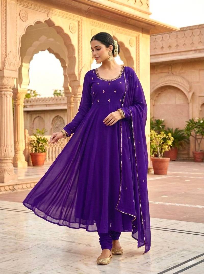 Womens new fancy fox georgette heavy quality fabricwith handwork gown set