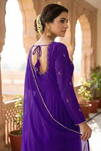 Womens new fancy fox georgette heavy quality fabricwith handwork gown set