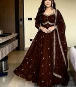 Womens new fancy fox georgette heavy quality fabric with handwork gown set
