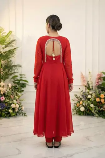 Womens fancy fox georgette heavy quality fabric with handwork gown set