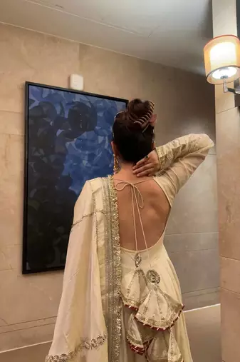 Womens new fancy silk heavy quality fabricwith handwork gown set