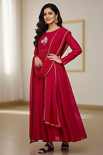 womens new simply wear pure mul viscos chanderi cotton gown set