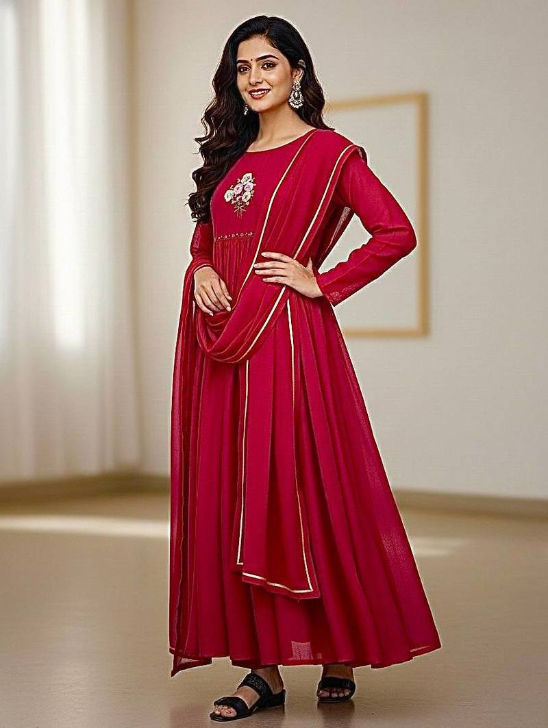 womens new simply wear pure mul viscos chanderi cotton gown set