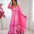 Womens new organza soft taby silk heavy quality fabric with digital print gown set