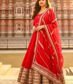 Womens new fancy silk  heavy quality fabricwith handwork gown set