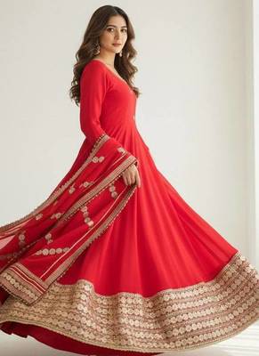 Womens fancy silk heavy quality fabricwith handwork gown set 2
