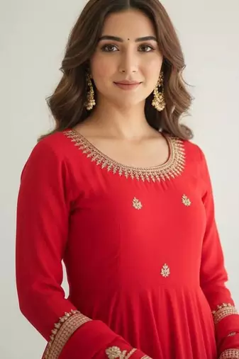 Womens new fancy silk heavy quality fabricwith handwork gown set