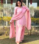 Womens festive wear hand made real mirror pal moti lace kurta set