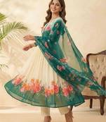 Womens new fancy fox georgette heavy quality fabric with handwork gown set