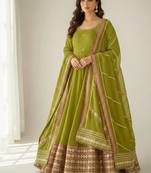 Womens fancy silk heavy quality fabric with handwork gown set