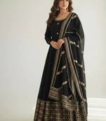 Womens new fancy silk  heavy quality fabric with handwork gown set